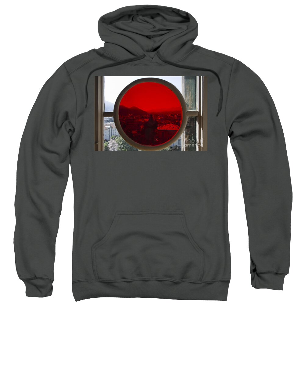 Panorama Sweatshirt featuring the photograph Red window by Mats Silvan