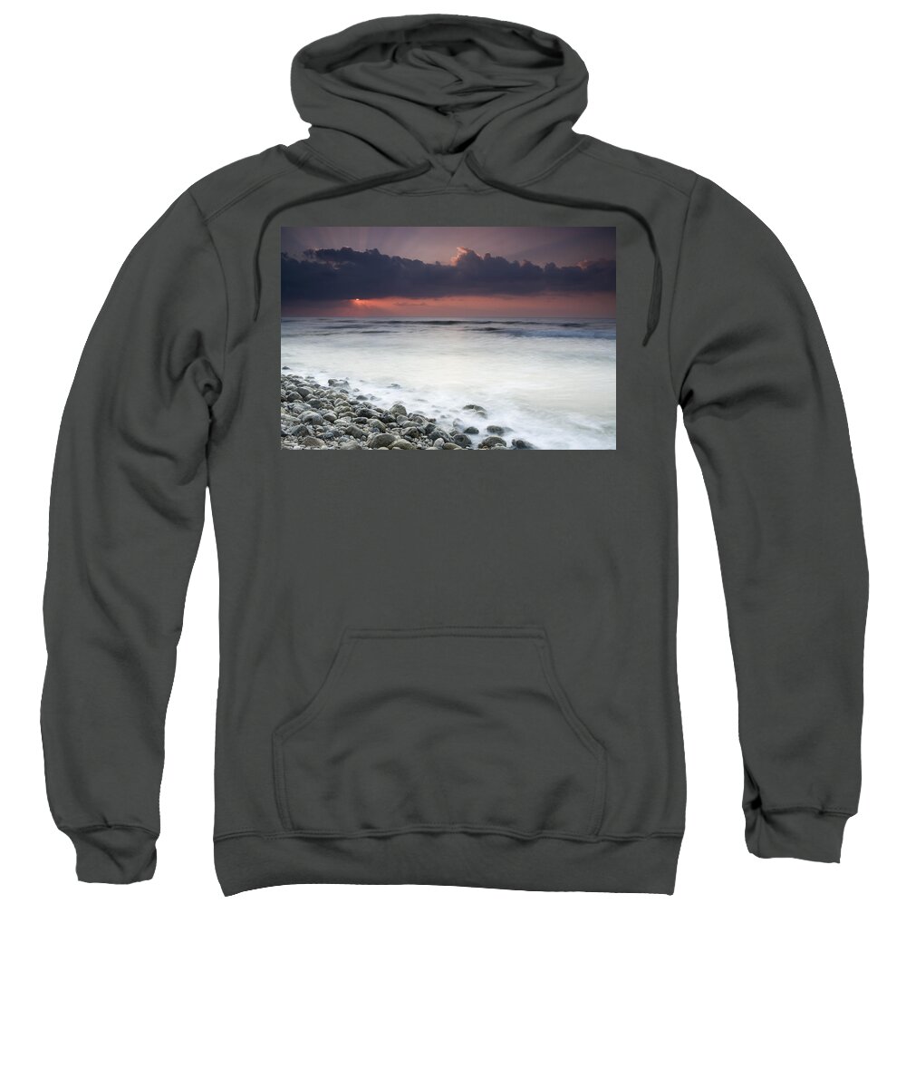 00481407 Sweatshirt featuring the photograph Rocky Beach At Sunrise Hawf Protected by Sebastian Kennerknecht
