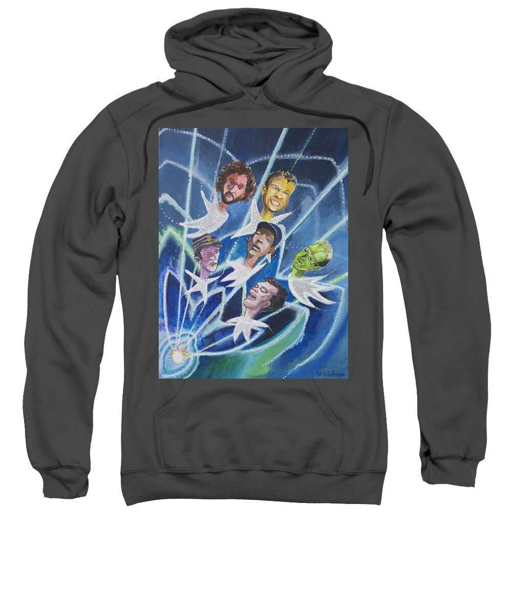 Music Bands Sweatshirt featuring the painting Star Bodied Face Melters by Patricia Arroyo