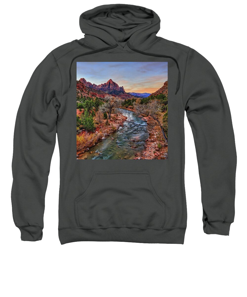The Watchman Sweatshirt featuring the photograph Sunrise at the Watchman by Beth Sargent