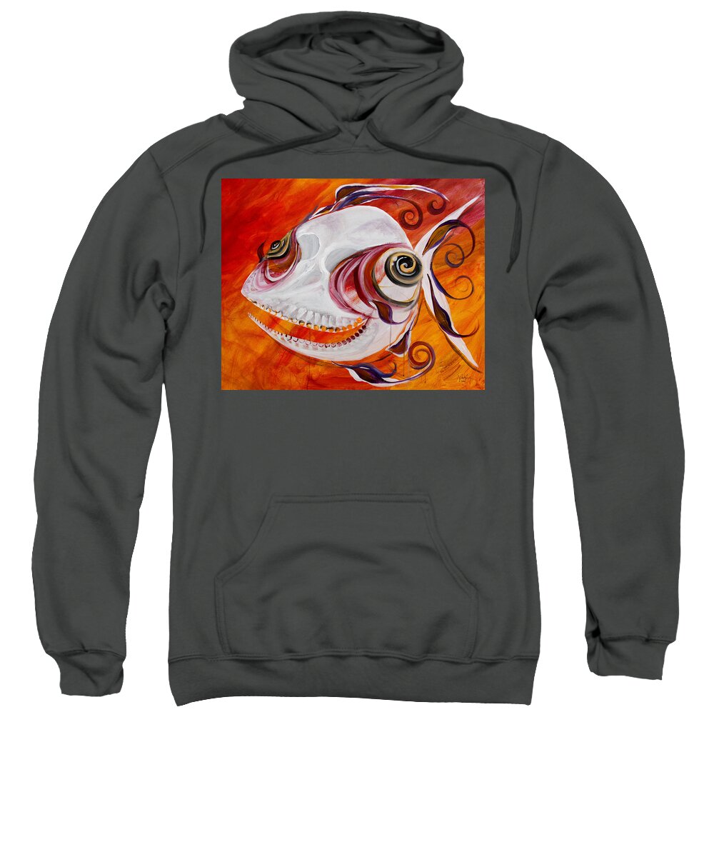 Fish Sweatshirt featuring the painting T.B. Chupacabra Fish by J Vincent Scarpace