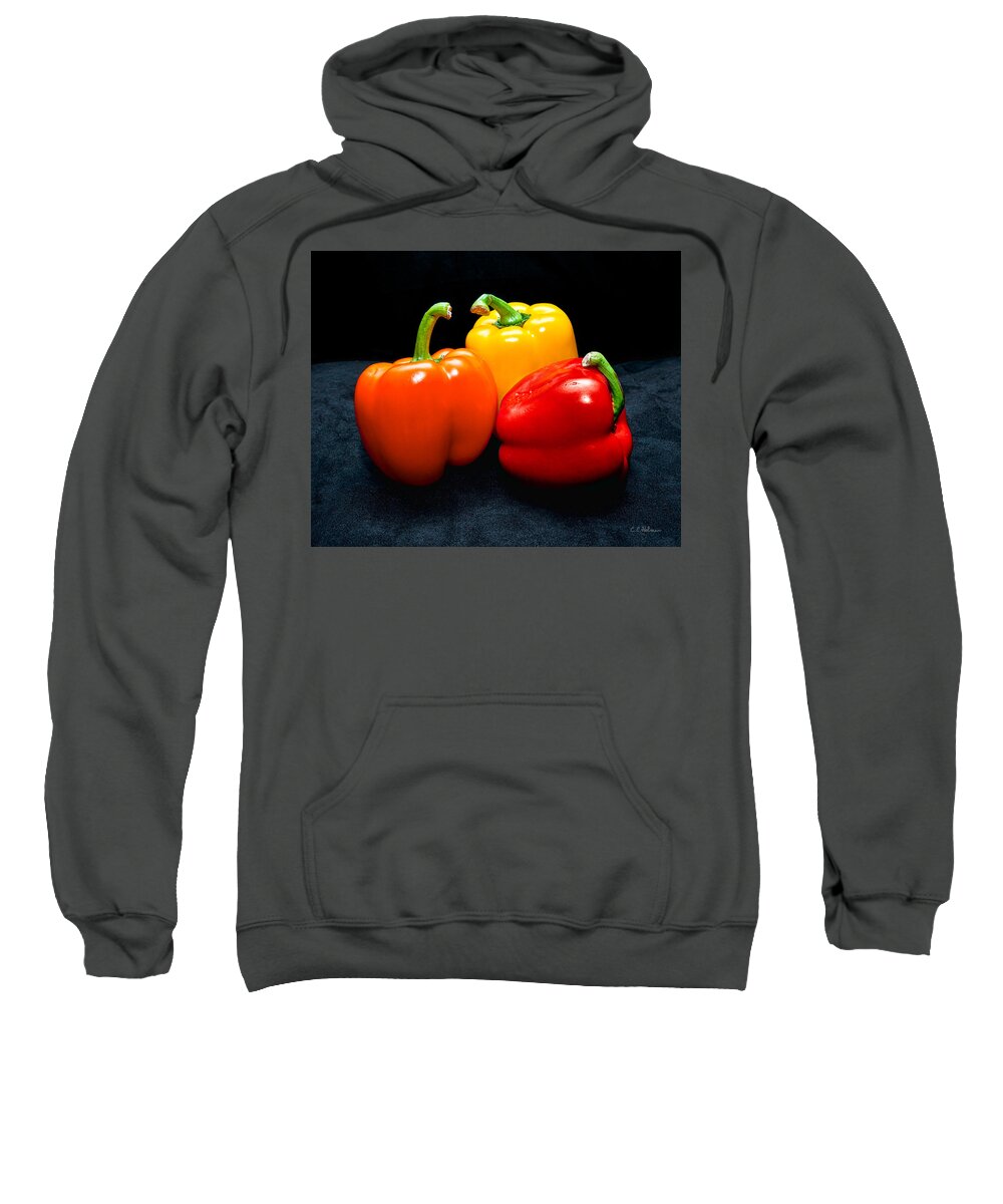 Vegetable Sweatshirt featuring the photograph The Three Peppers by Christopher Holmes