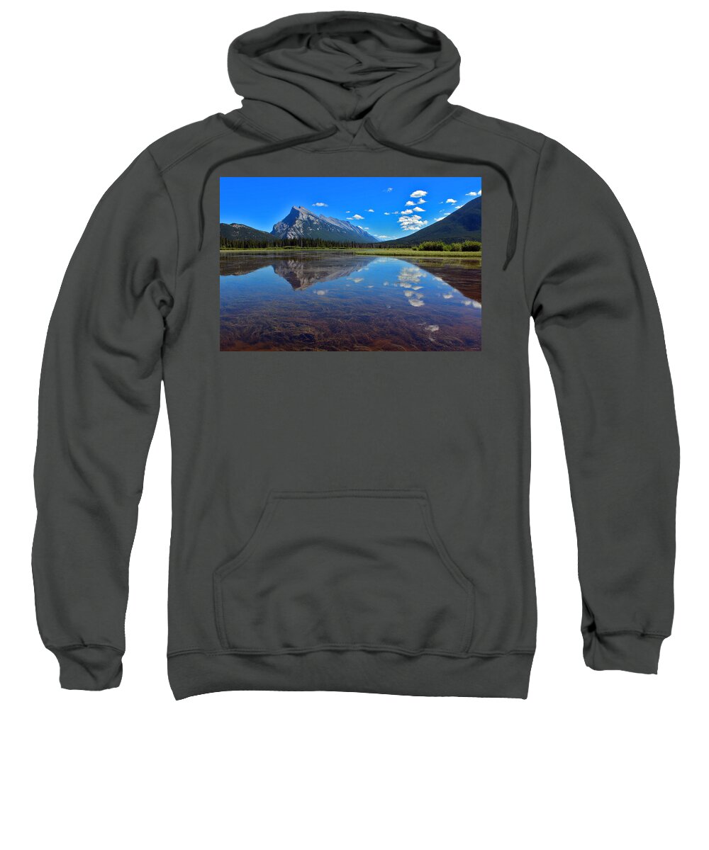Vermilion Lake Sweatshirt featuring the photograph Vermilion Lakes by Linda Sannuti