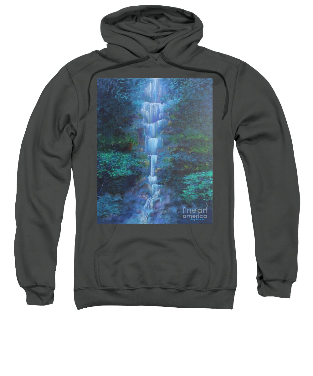Waterfall Sweatshirt featuring the painting Waterfall Symphony by Stacey Zimmerman