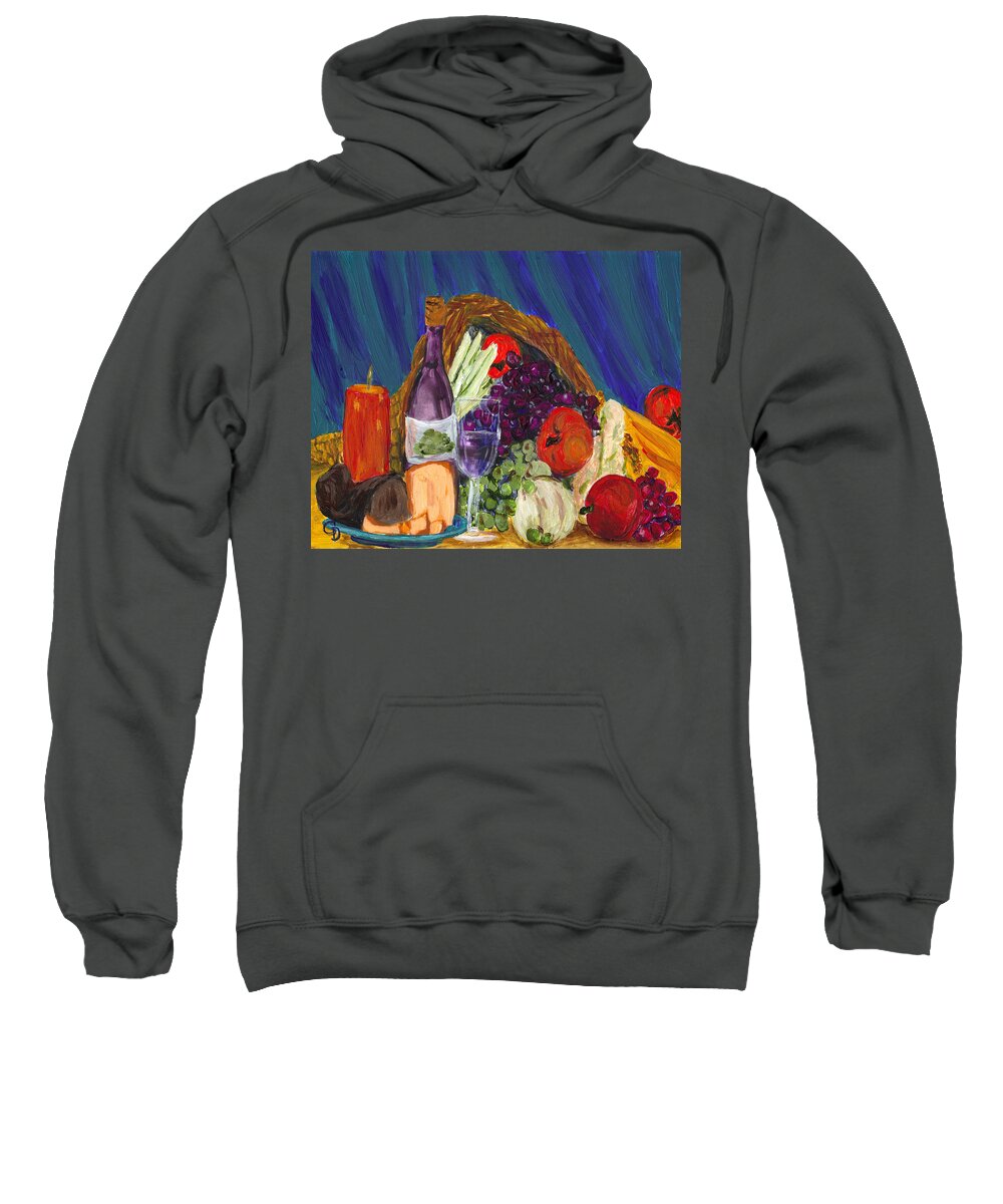 #still Life Prints Sweatshirt featuring the painting Wine Cornucopia by Gail Daley