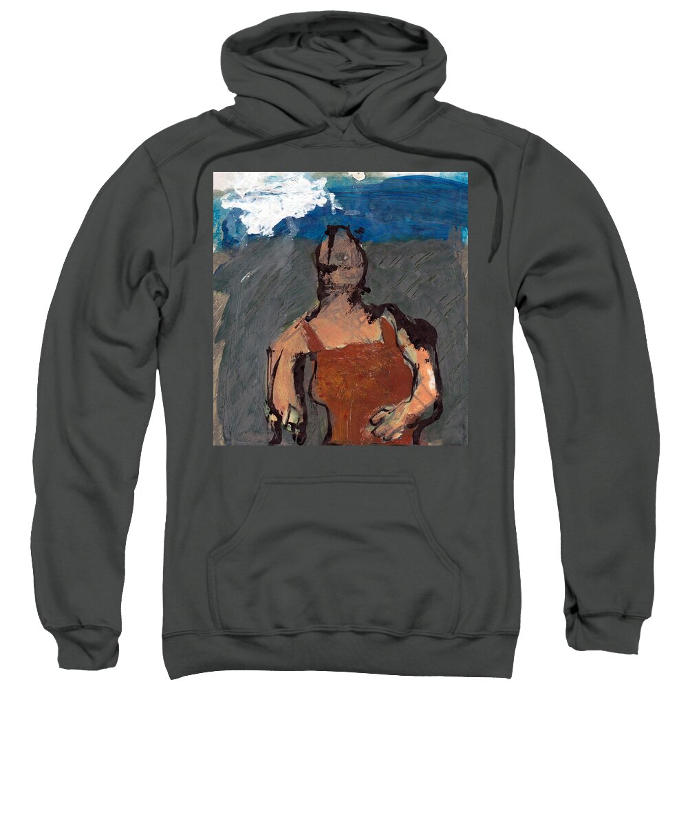 Landscape Sweatshirt featuring the mixed media Woman In Landscape 2 by JC Armbruster