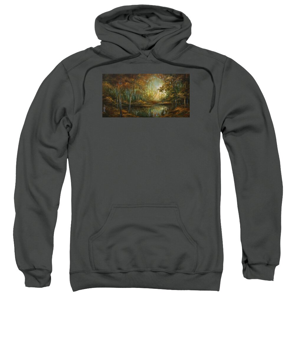 Landscape Sweatshirt featuring the painting ' Eden ' by Michael Lang