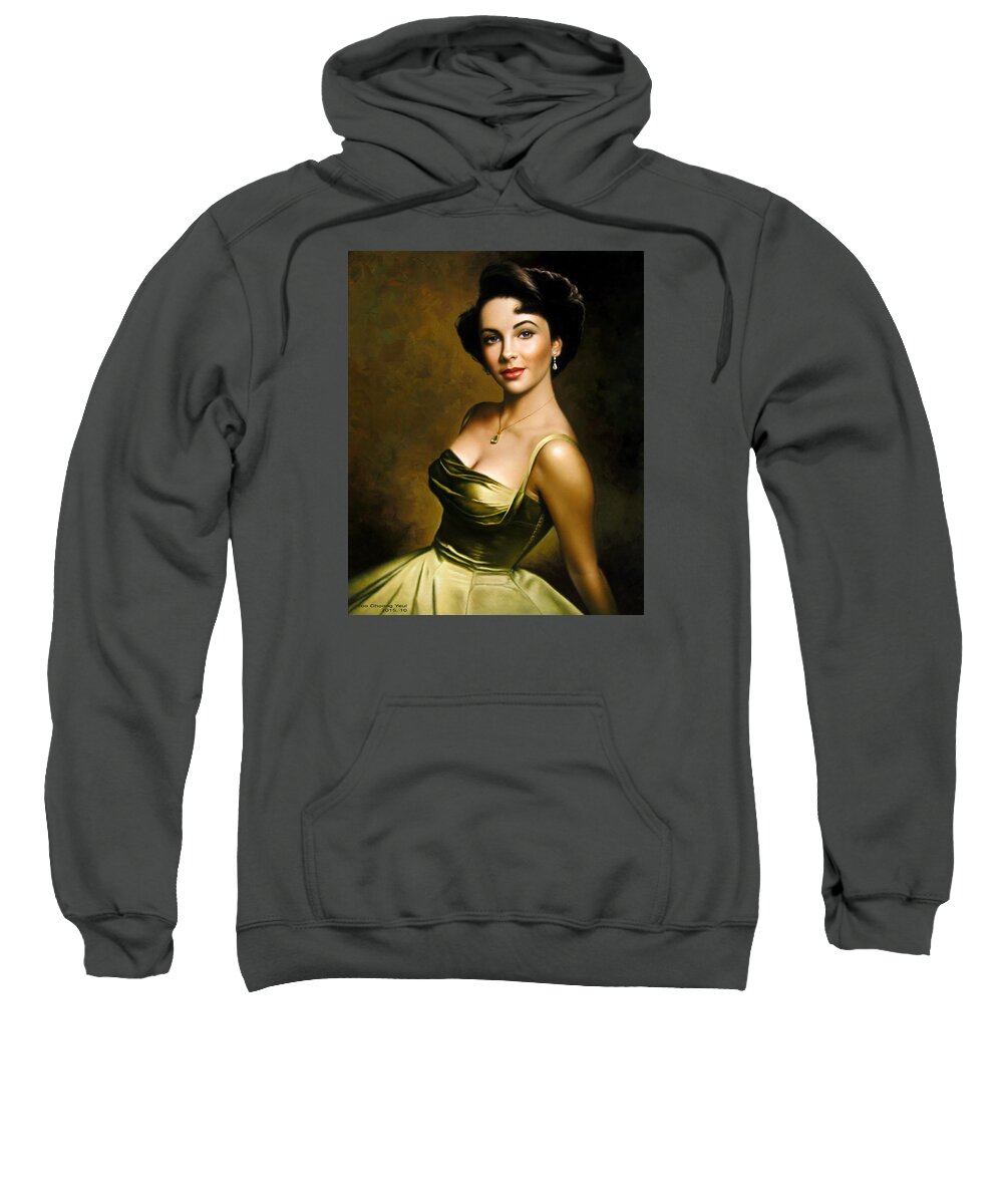 Elizabeth Taylor Sweatshirt featuring the painting Elizabeth Taylor 2 by Yoo Choong Yeul
