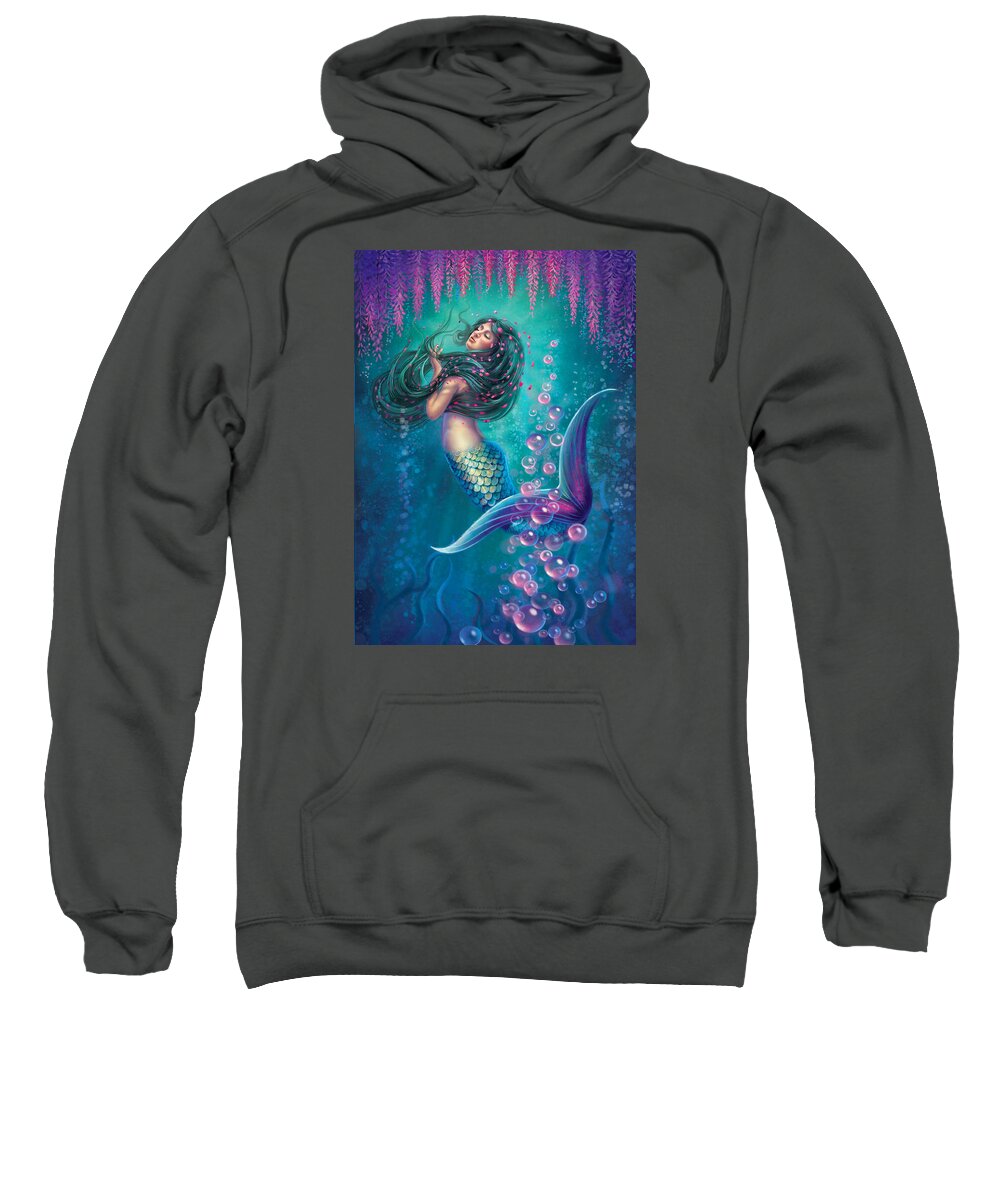Wisteria Sweatshirt featuring the painting Wisteria - Soften the Edges by Anne Wertheim