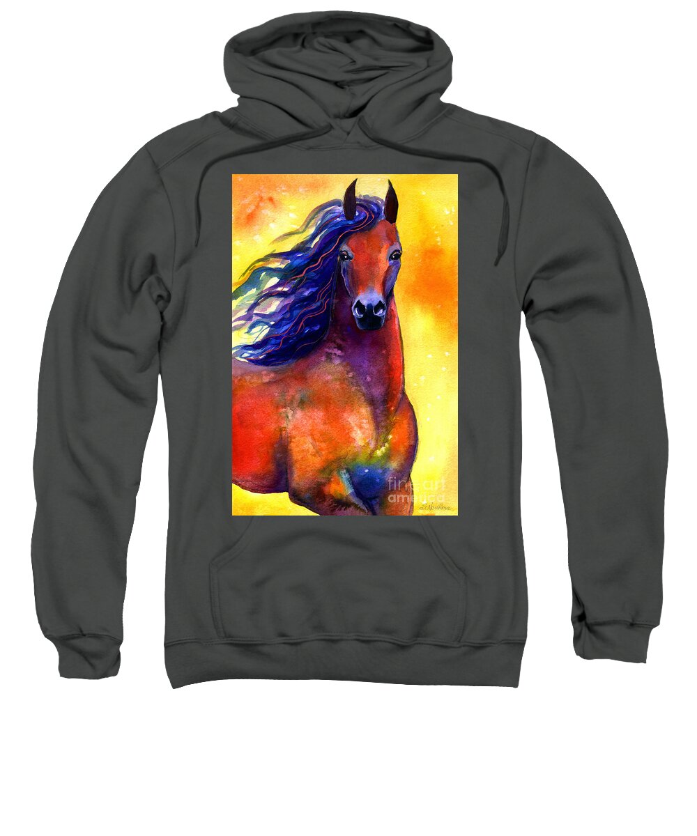 Horse Sweatshirt featuring the painting Arabian horse 1 painting #1 by Svetlana Novikova