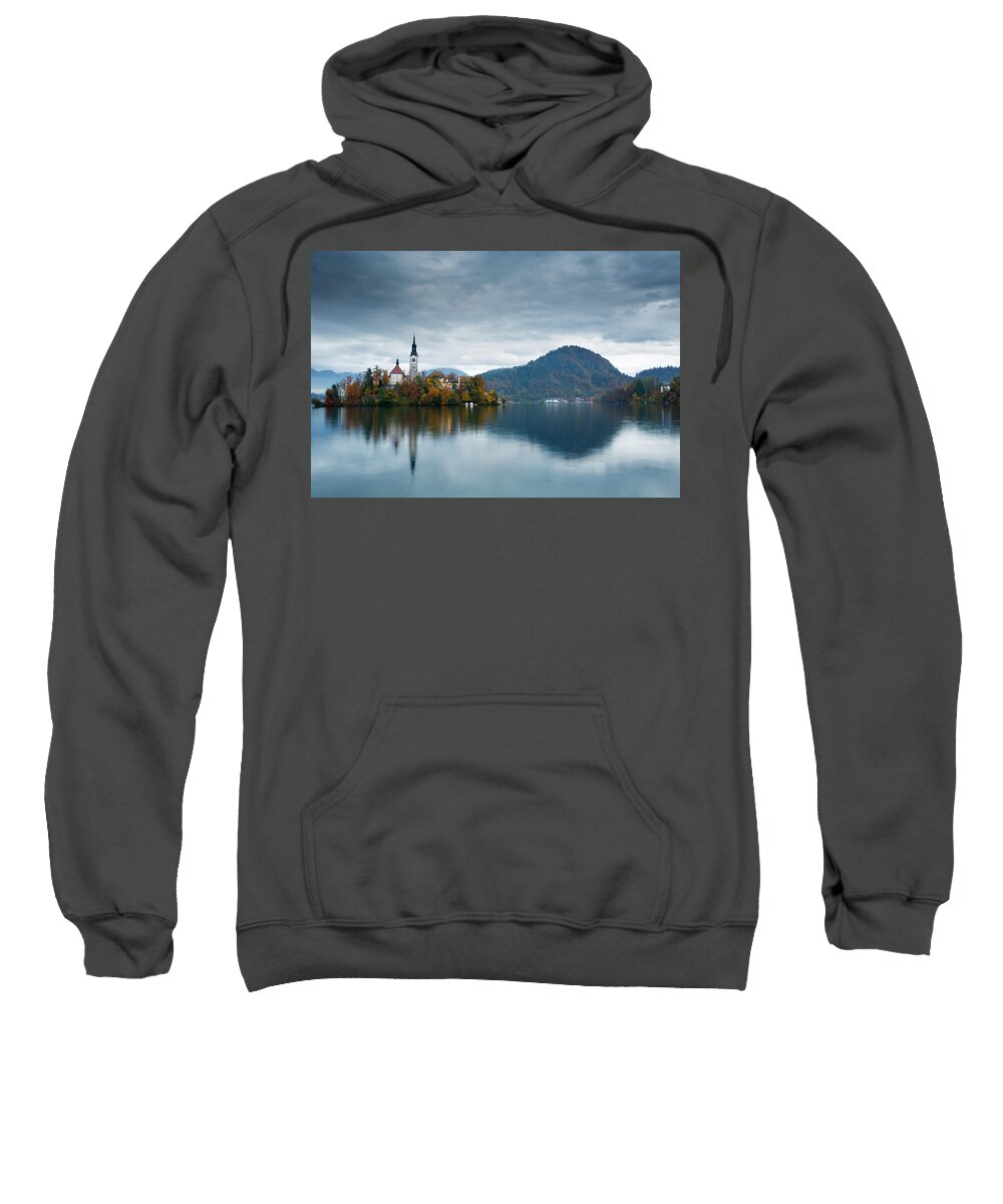 Bled Sweatshirt featuring the photograph Autumn colours at Lake Bled #1 by Ian Middleton
