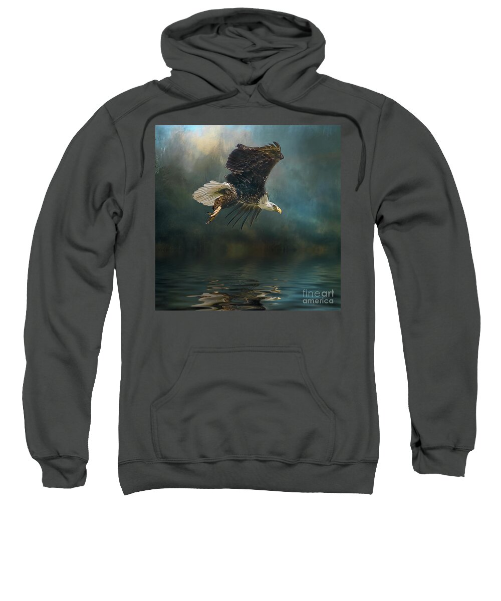 Bald Eagle Sweatshirt featuring the photograph Bald Eagle swooping #1 by Brian Tarr