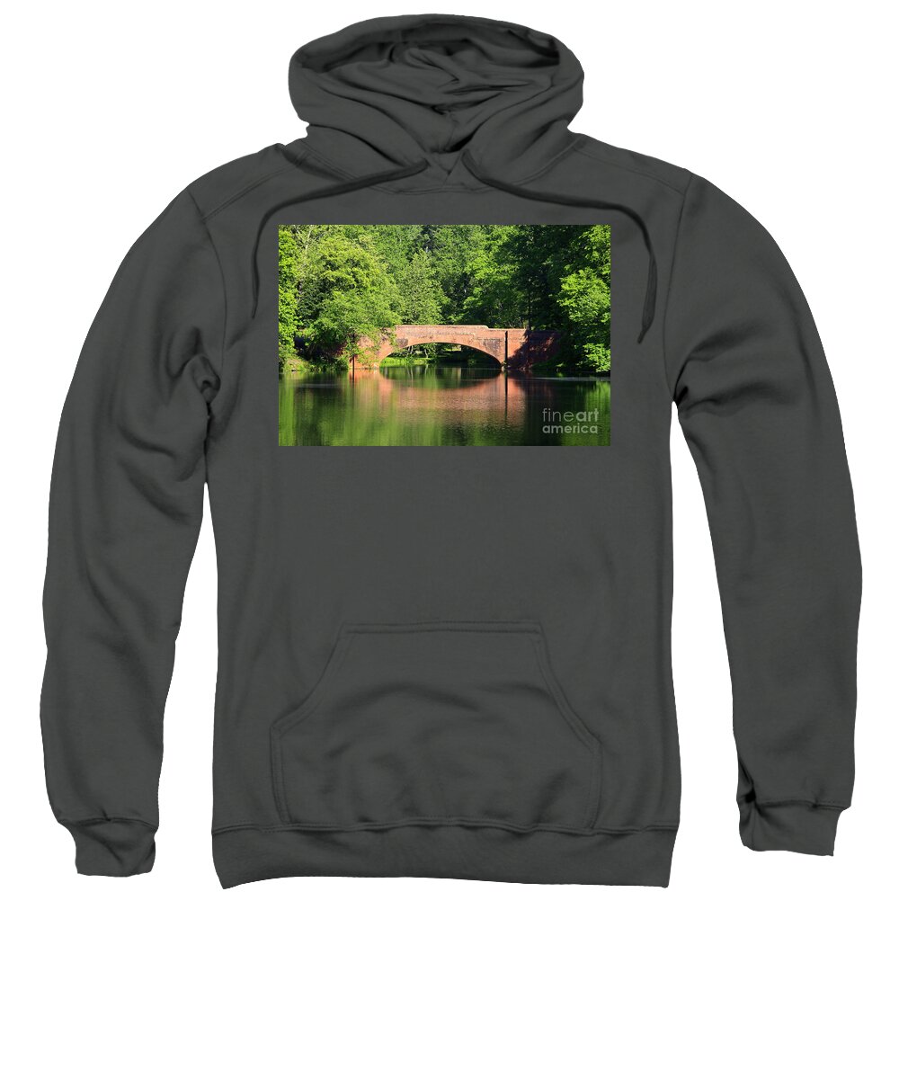 Bass Sweatshirt featuring the photograph Bridge Reflection in the Spring #1 by Jill Lang