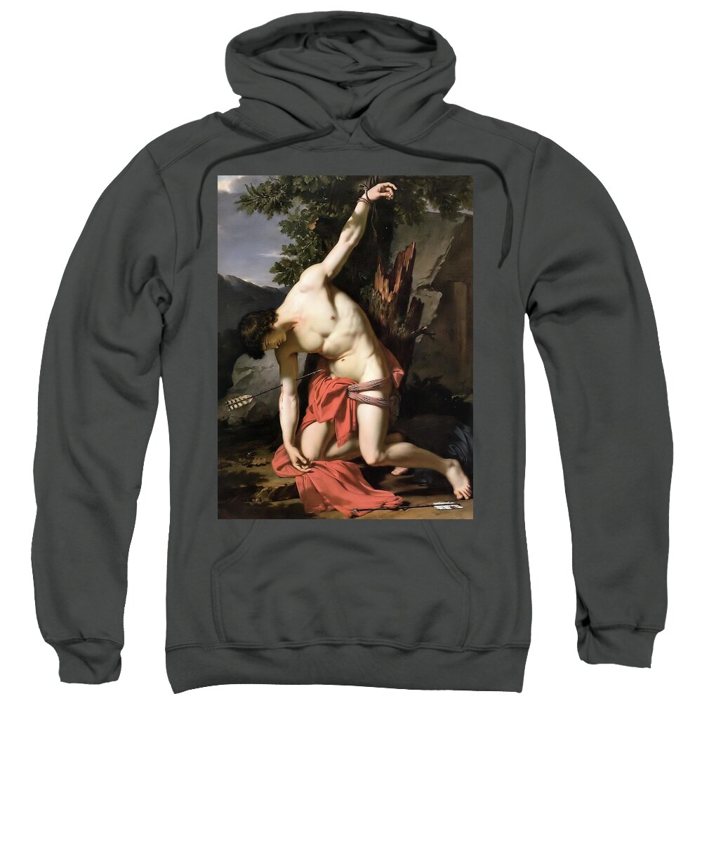 French Sweatshirt featuring the painting Death Of Saint Sebasian by Troy Caperton