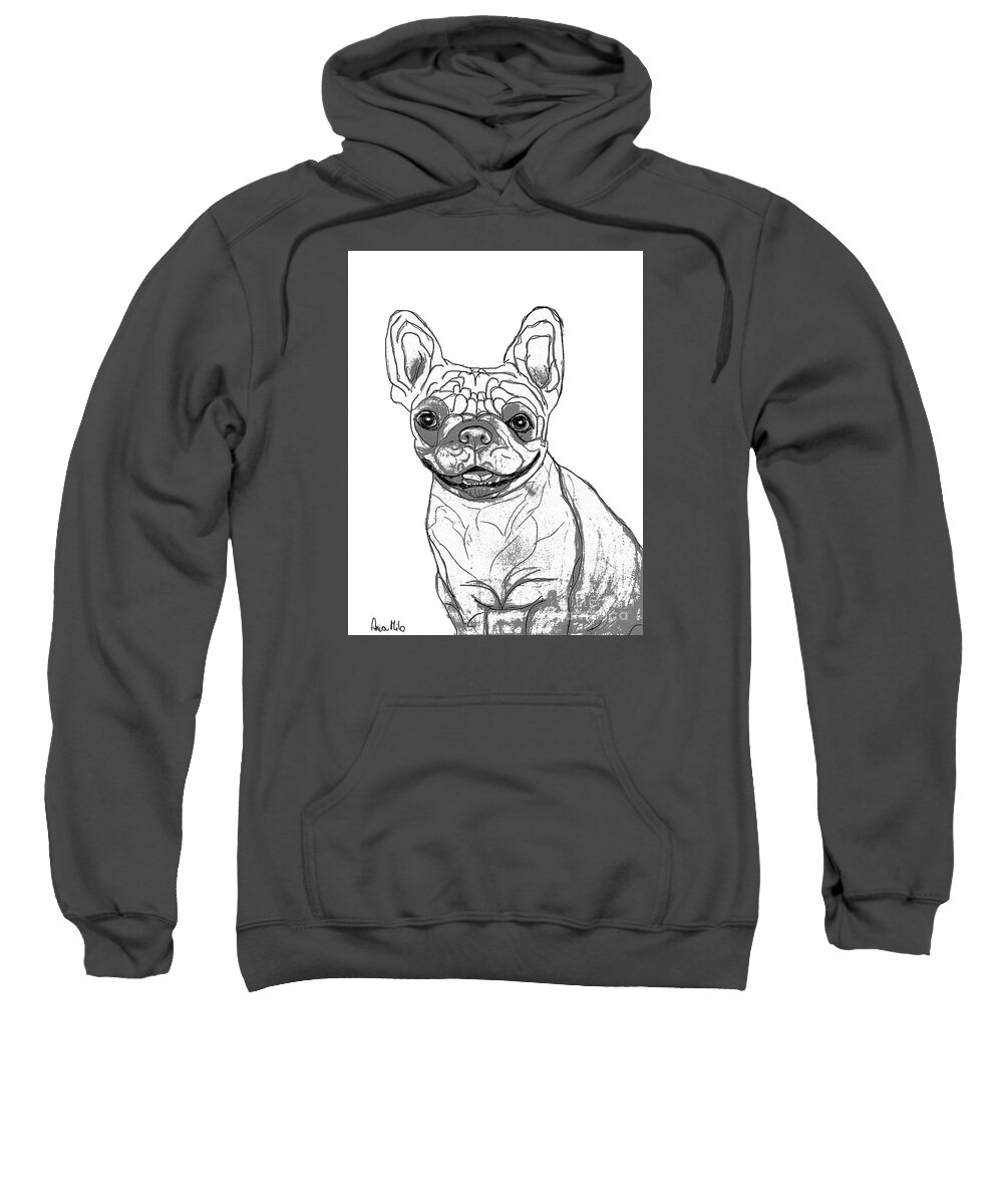 Dog Sweatshirt featuring the digital art Dog Sketch in Charcoal 7 #2 by Ania M Milo