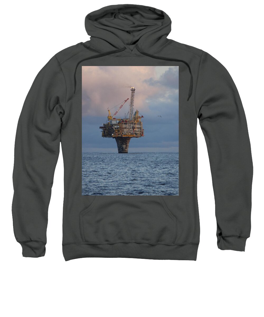 Draugen Sweatshirt featuring the photograph Draugen Platform by Charles and Melisa Morrison