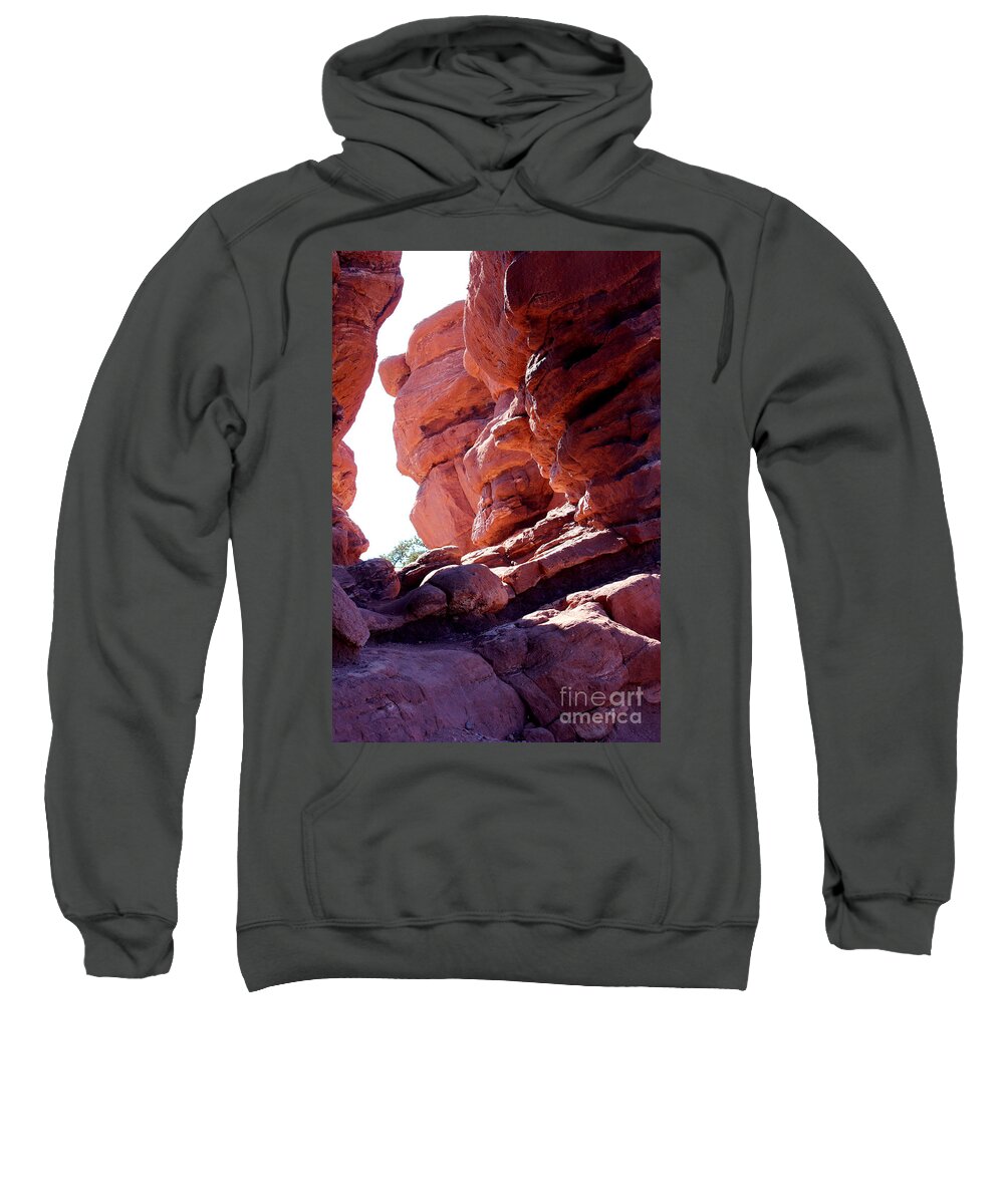 Garden Of The Gods Sweatshirt featuring the photograph Garden of the Gods, Colorado Springs, Red rocks sun rising #1 by Adam Long