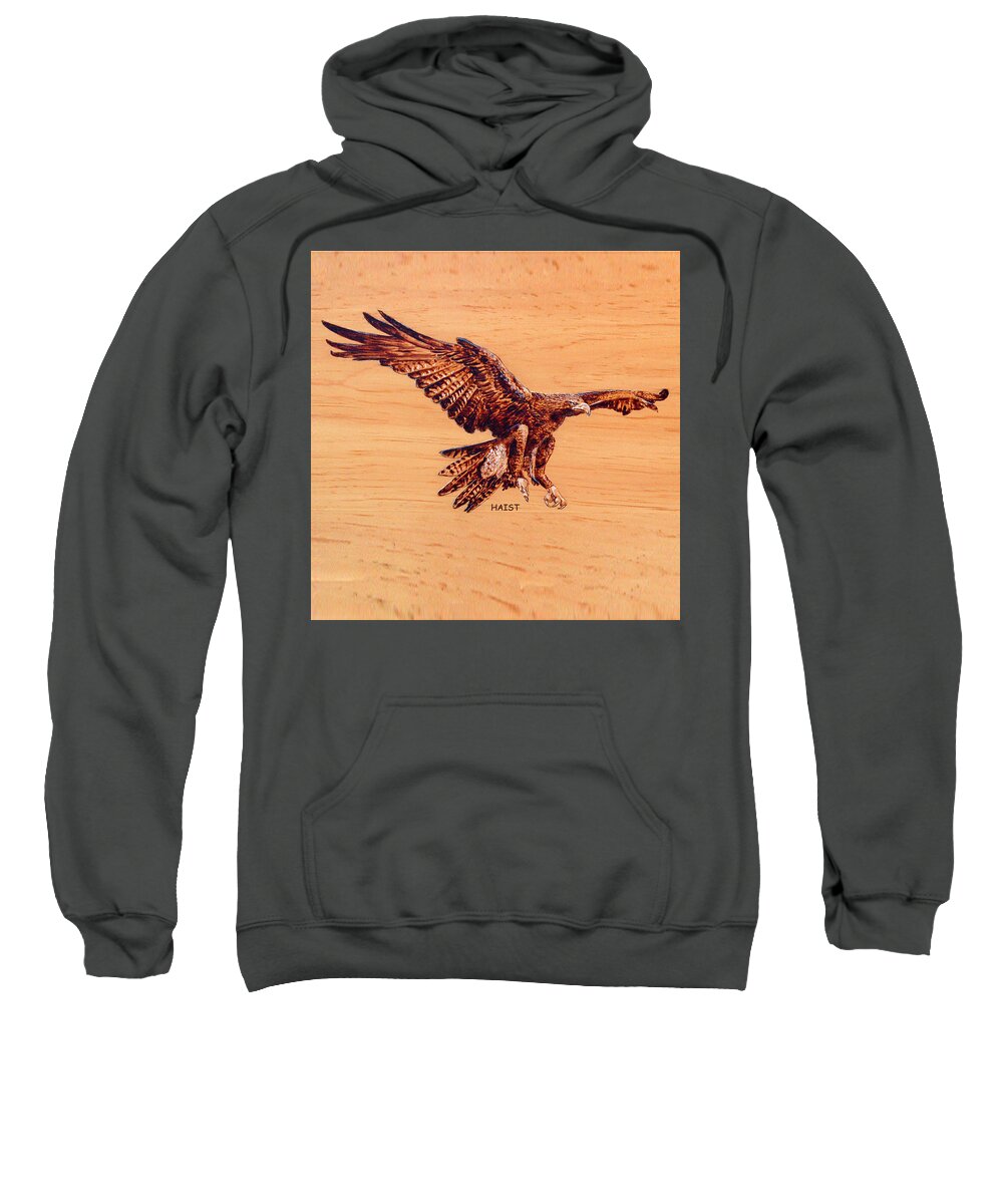 Eagle Sweatshirt featuring the pyrography Golden Eagle #3 by Ron Haist