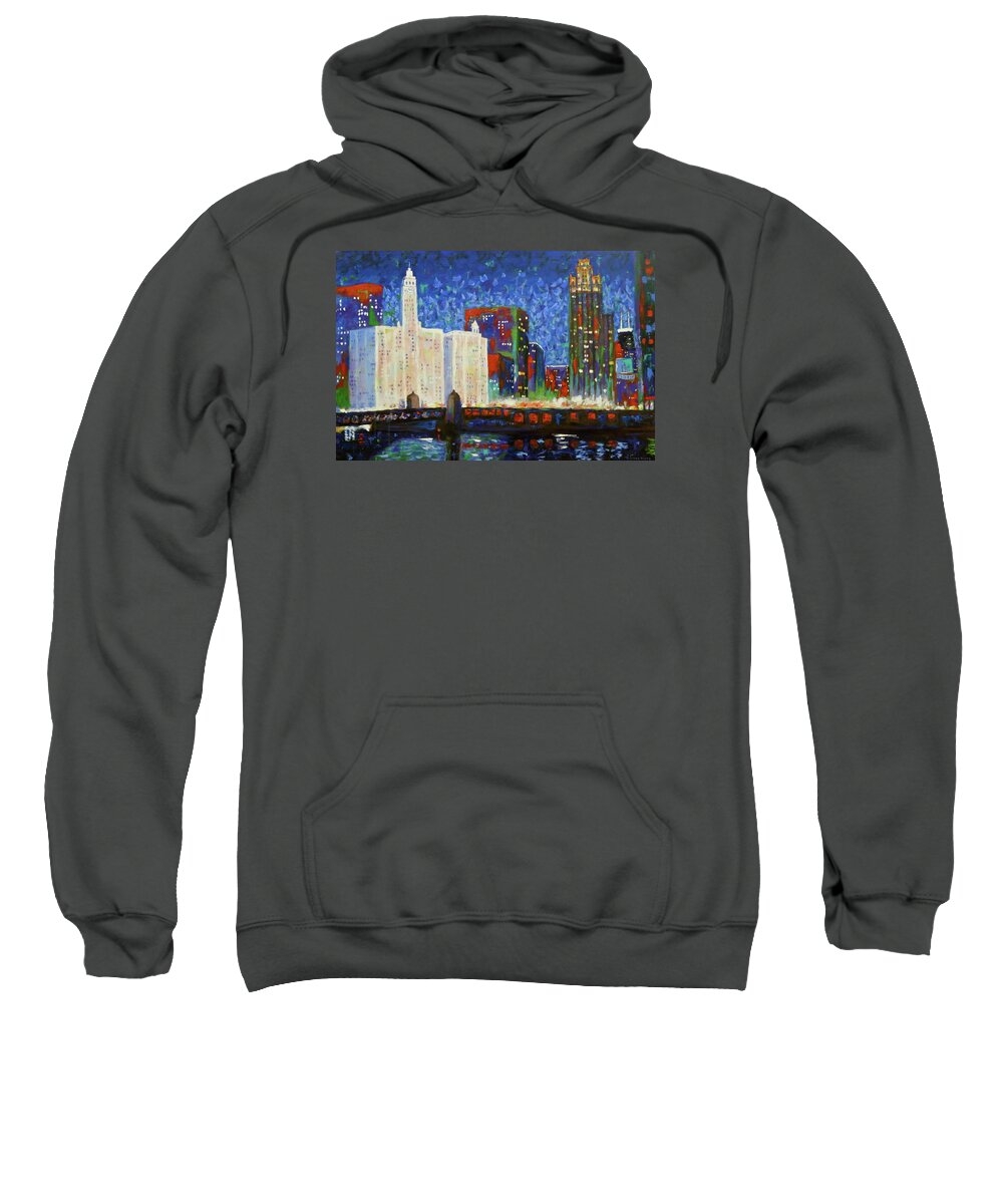 Chicago Sweatshirt featuring the painting Queen and King of Michigan Avenue by J Loren Reedy