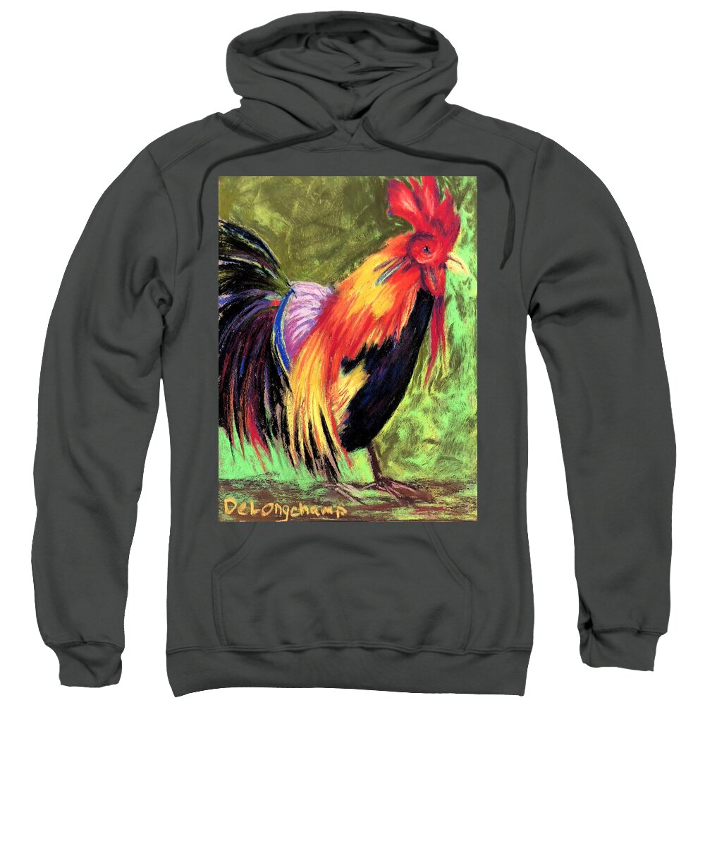 Original Sweatshirt featuring the pastel Rooster by Gerry Delongchamp