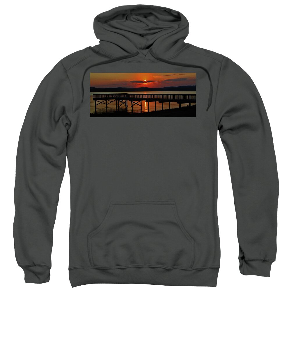 Hudson Valley Landscapes Sweatshirt featuring the photograph Sunrise over the Pier #1 by Thomas McGuire