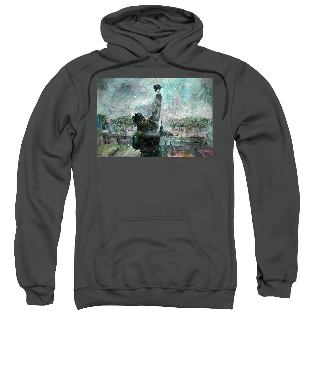 Sylvester Sweatshirt featuring the painting Sylvester Stallone - Rocky Balboa #4 by Marcelo Neira