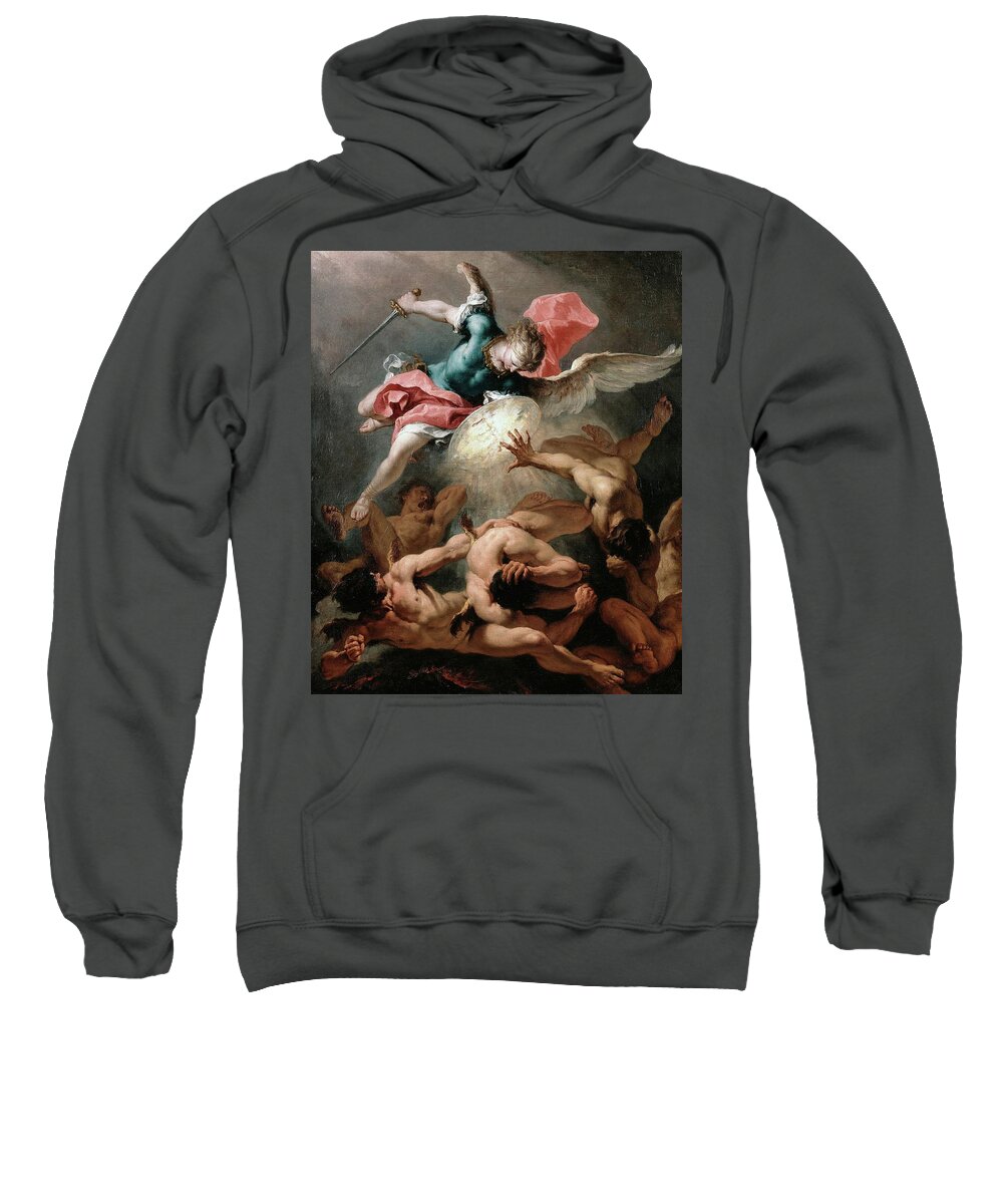 Sebastiano Ricci Sweatshirt featuring the painting The Fall Of The Rebel Angels by Troy Caperton