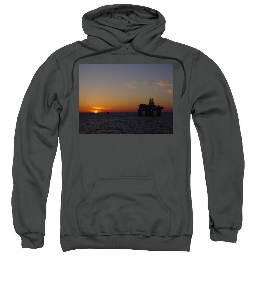 Thunder Horse Sweatshirt featuring the photograph Thunder Horse Tow Out by Charles and Melisa Morrison