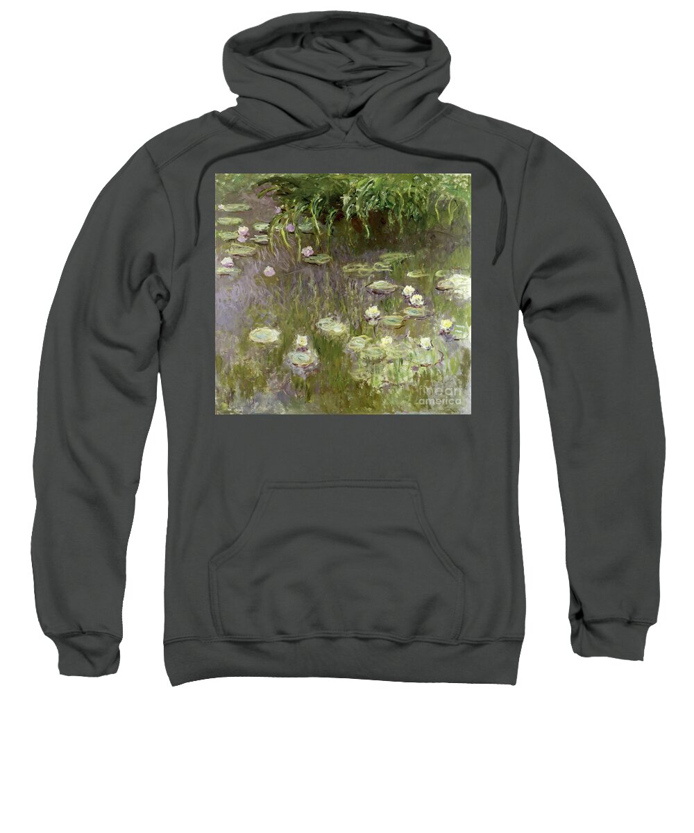 Waterlilies Sweatshirt featuring the painting Waterlilies at Midday by Claude Monet