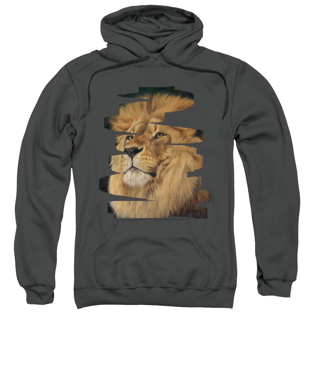 Lion Sweatshirt featuring the painting Lion #11 by David Stribbling