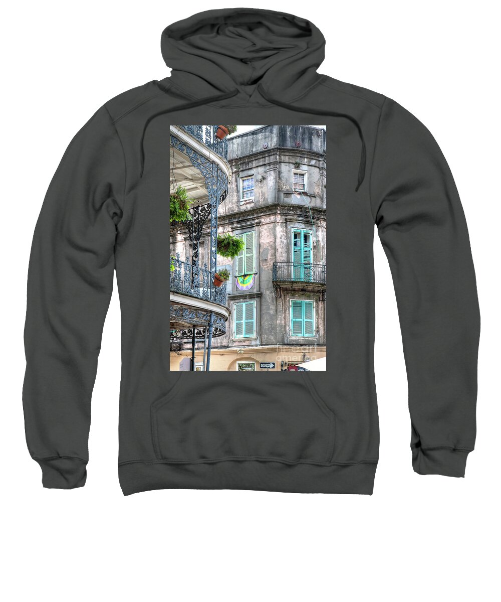 French Sweatshirt featuring the photograph 1358 French Quarter Balconies by Steve Sturgill