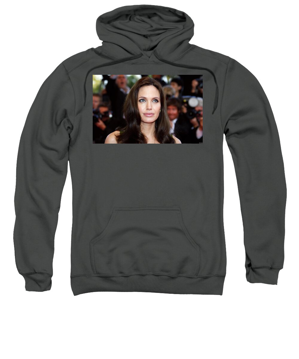 Angelina Jolie Sweatshirt featuring the digital art Angelina Jolie #15 by Super Lovely