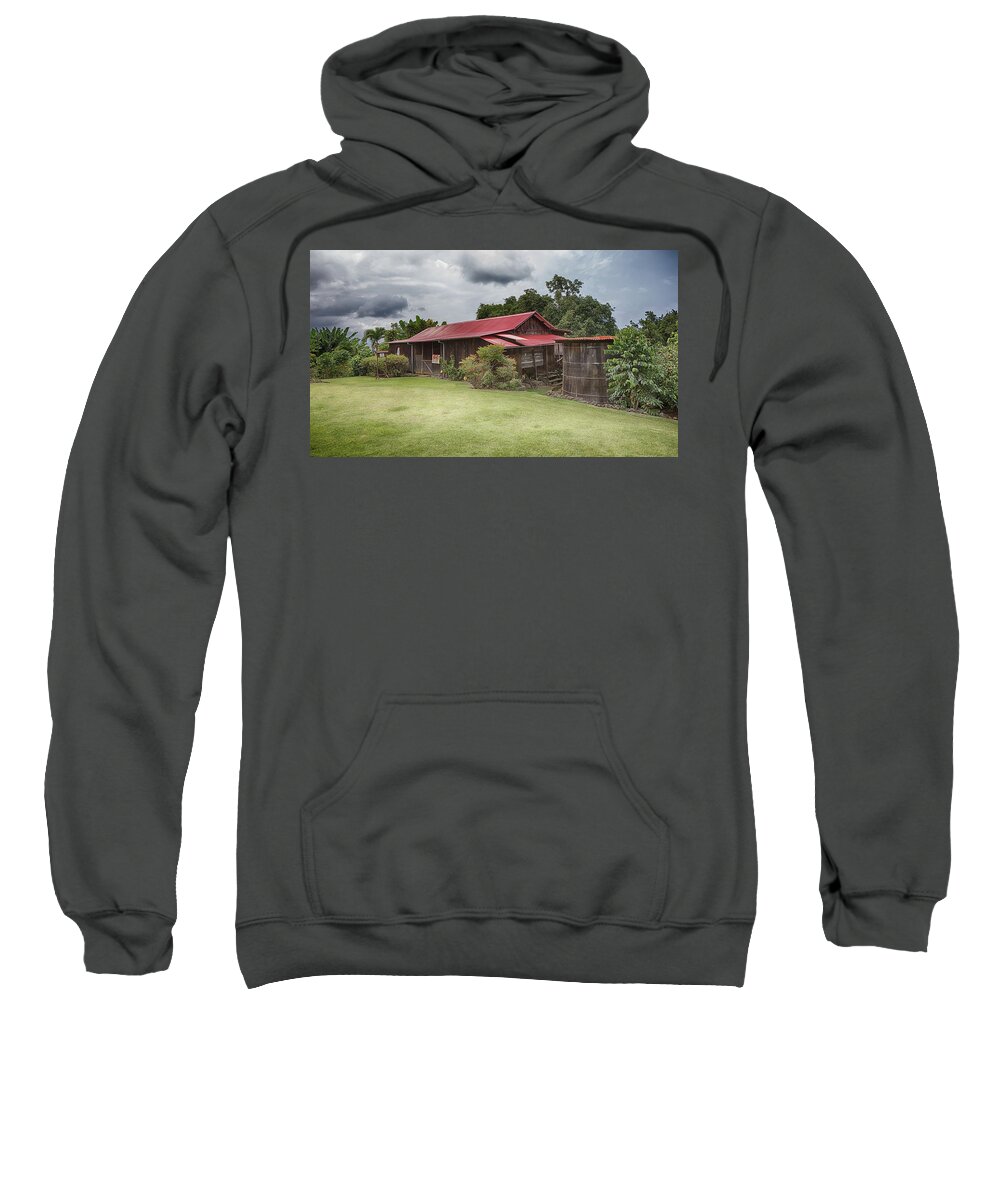 Japanese Sweatshirt featuring the photograph 1930s Kona Coffee Farmhouse by Susan Rissi Tregoning