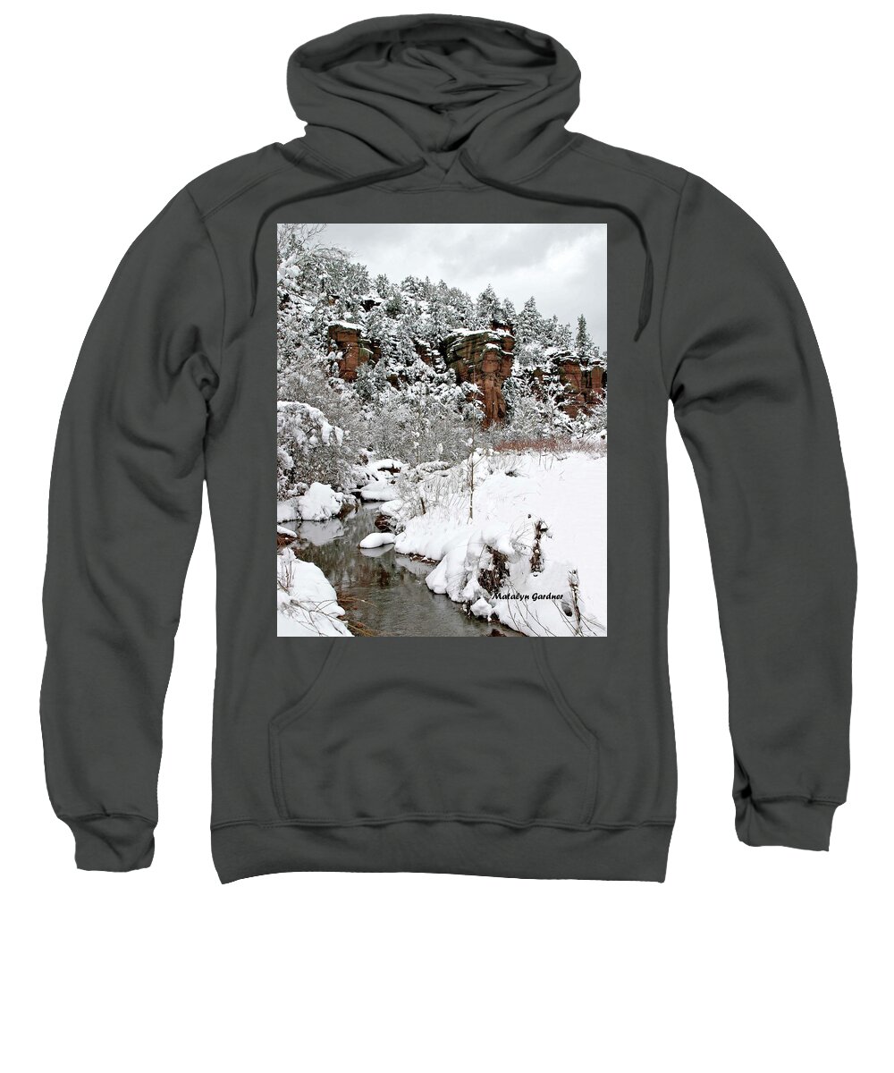 Snow Sweatshirt featuring the photograph East Verde Winter Crossing #2 by Matalyn Gardner
