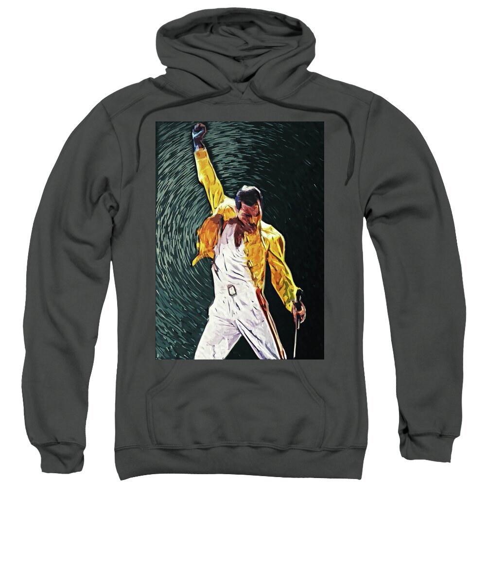 Queen Sweatshirt featuring the digital art Freddie Mercury #3 by Hoolst Design