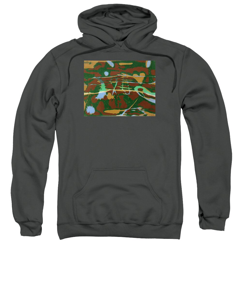 Wood Block Woodcut River Print Sweatshirt featuring the painting 2 Of 3 by Erika Jean Chamberlin