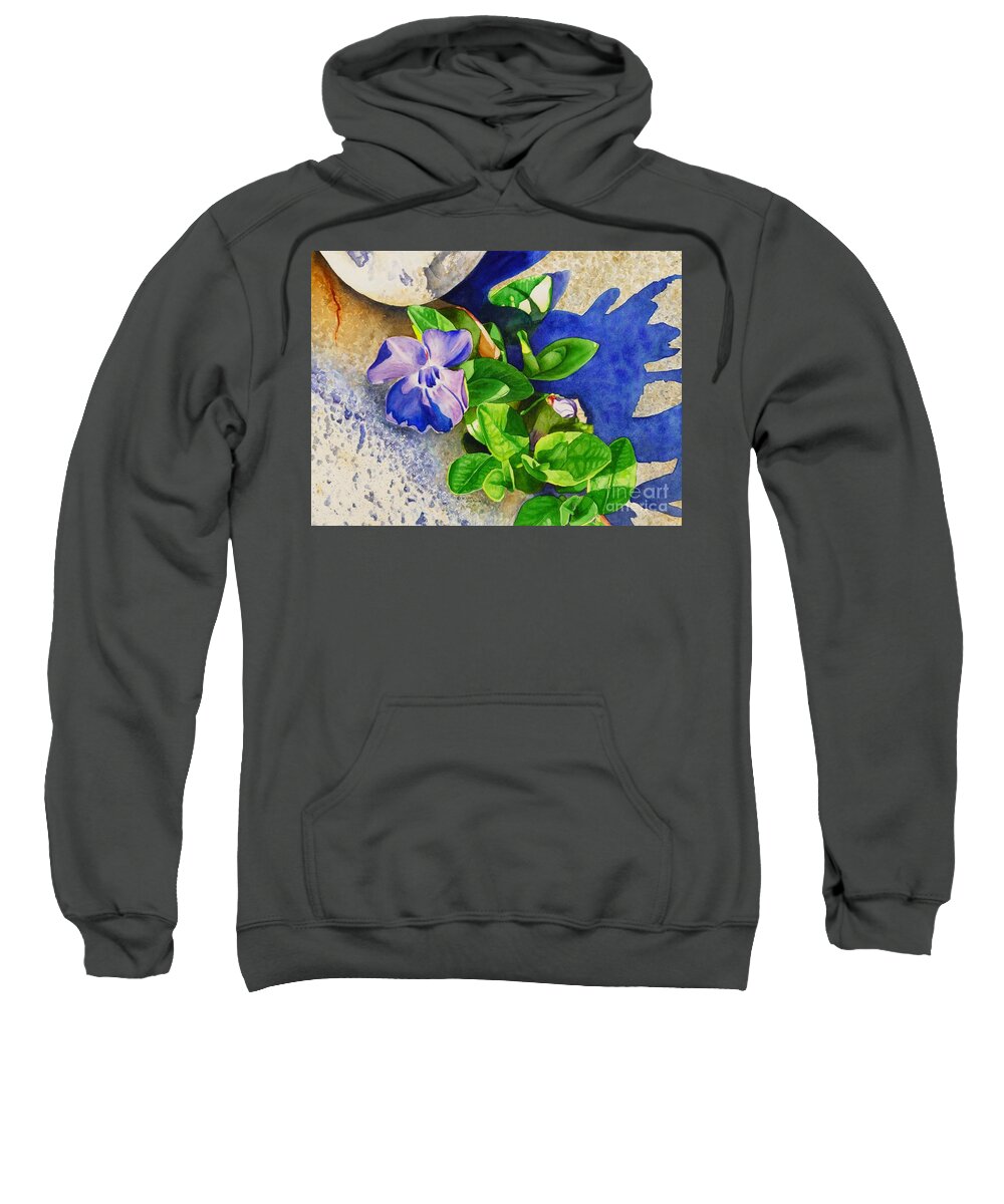 Floral Sweatshirt featuring the painting #236 Vinca minor #236 by William Lum