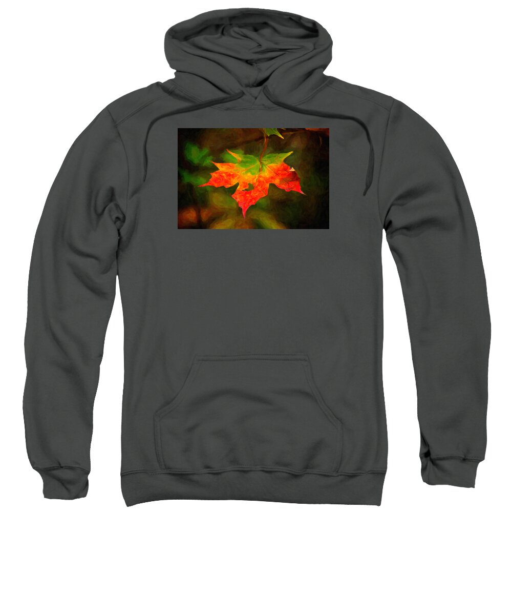 Digital Painting Sweatshirt featuring the painting Maple Leaf #3 by Prince Andre Faubert