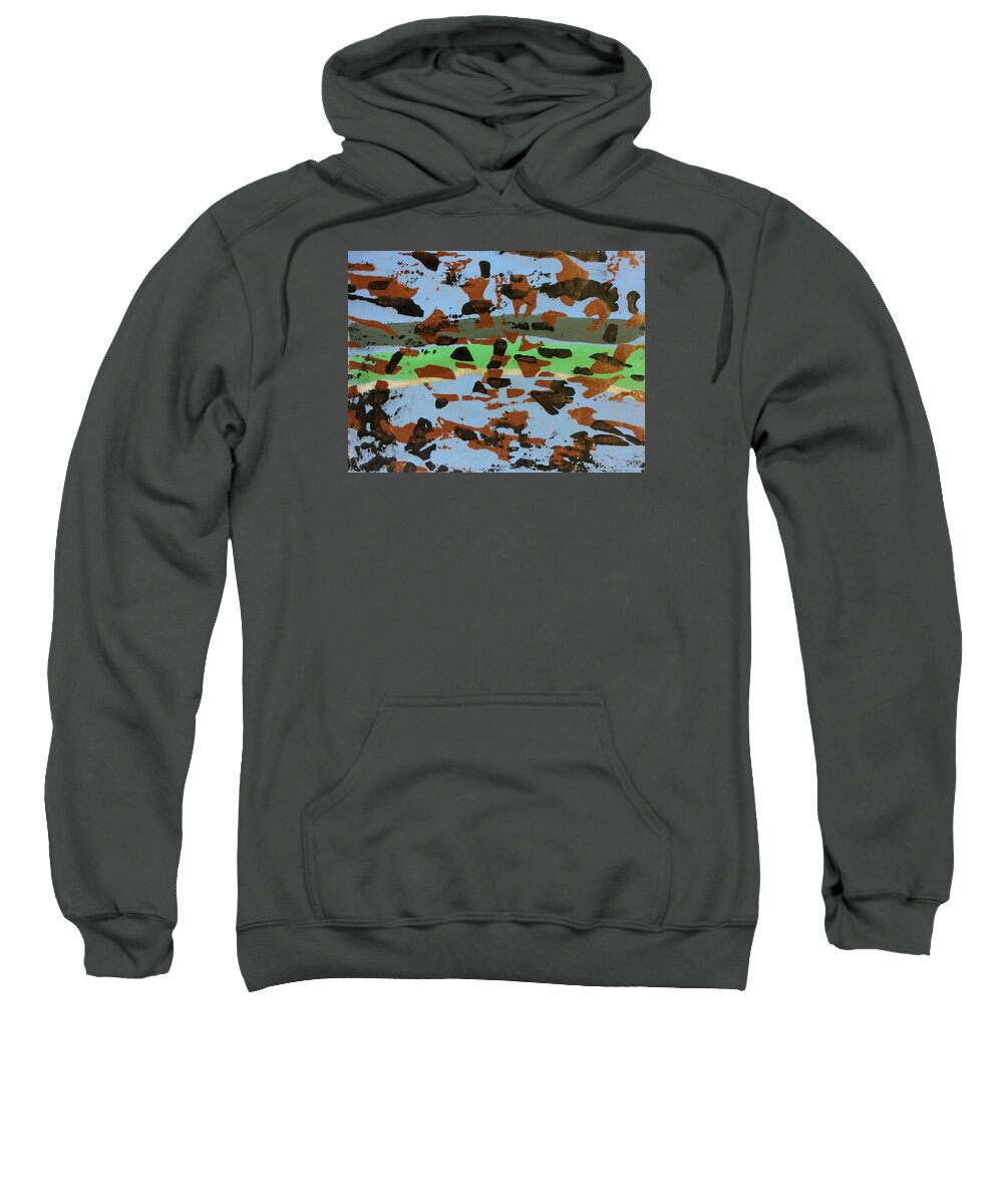 Woodblock Woodcut River Sweatshirt featuring the painting 3 Of 1 by Erika Jean Chamberlin