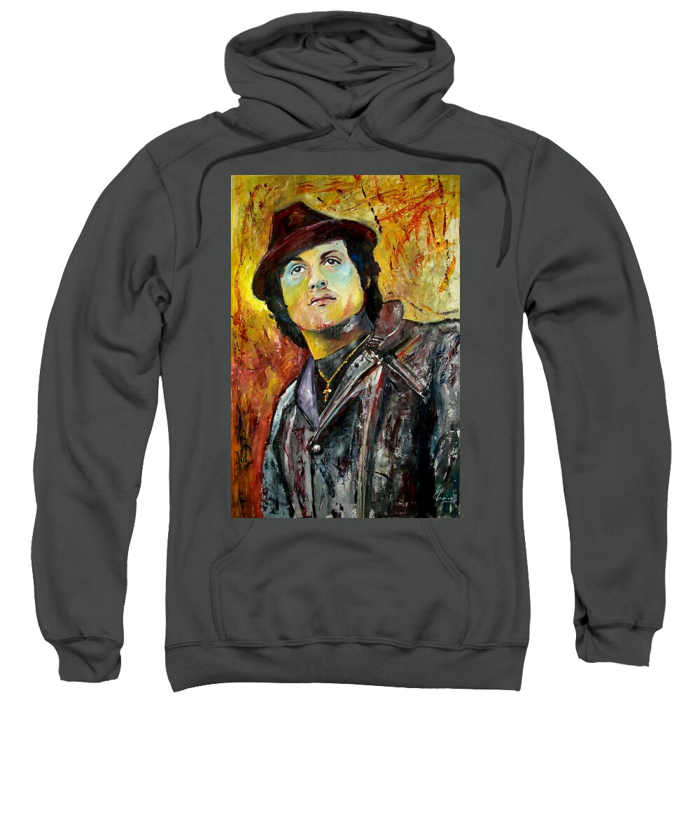 Sylvester Sweatshirt featuring the painting Sylvester Stallone - Rocky Balboa #5 by Marcelo Neira