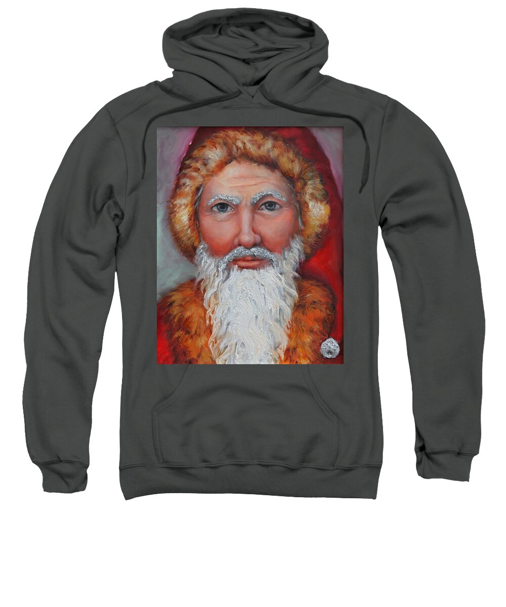 Santa Claus Sweatshirt featuring the painting 3D Santa by Portraits By NC