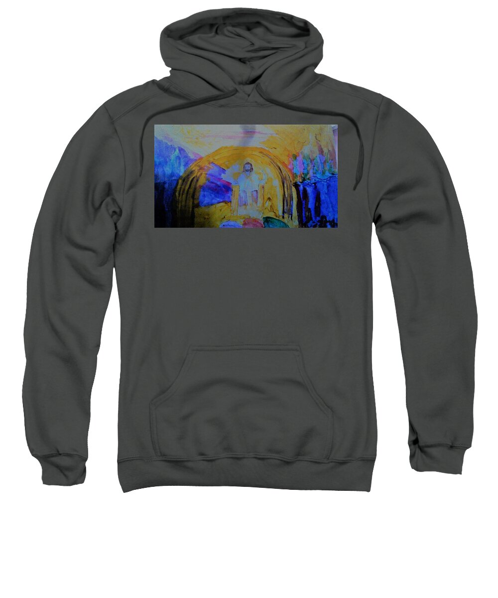 Throne Sweatshirt featuring the painting Jesus Sits on the Throne #4 by Love Art Wonders By God