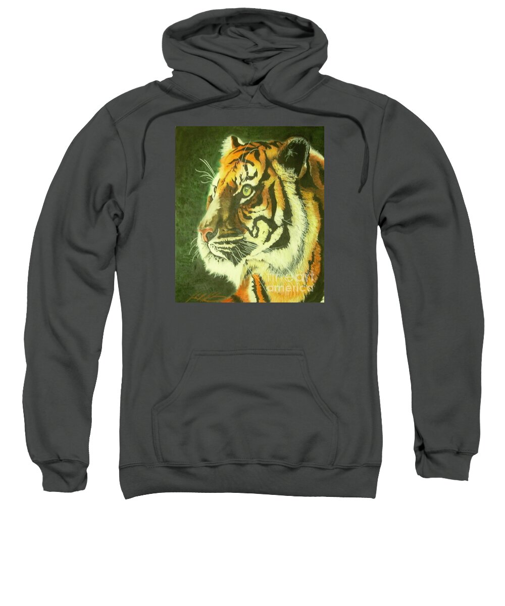 Sumatran Tiger Sweatshirt featuring the pastel Untitled #5 by John Huntsman