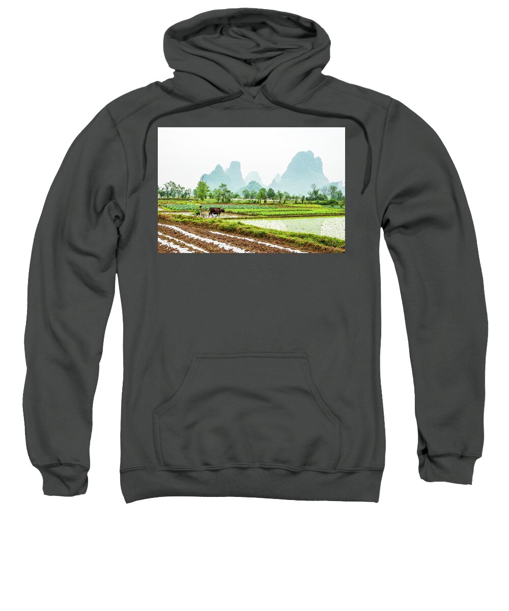 The Beautiful Karst Rural Scenery In Spring Sweatshirt featuring the photograph Karst rural scenery in spring #47 by Carl Ning