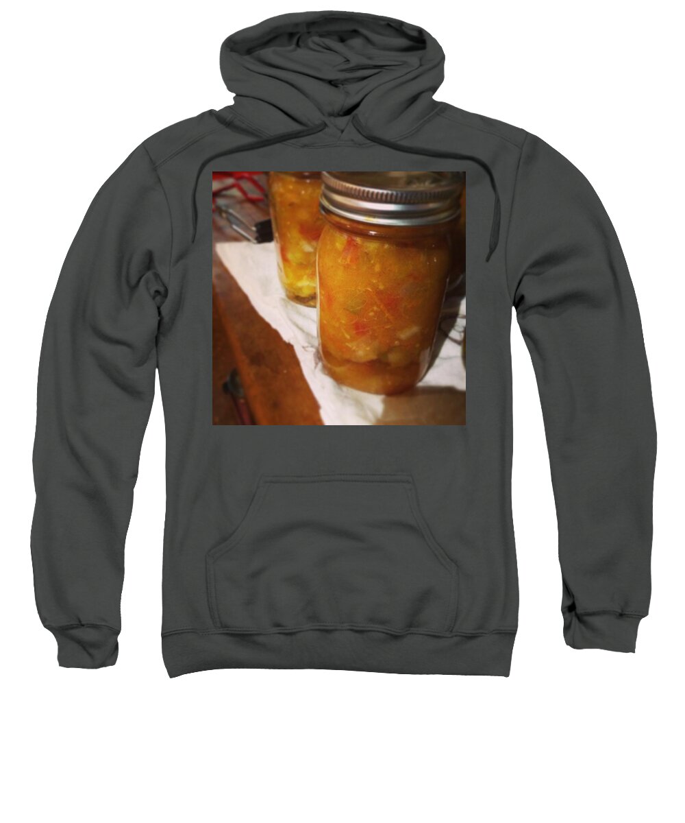 Food Sweatshirt featuring the photograph Peach Salsa by Salamander Woods Studio-Homestead