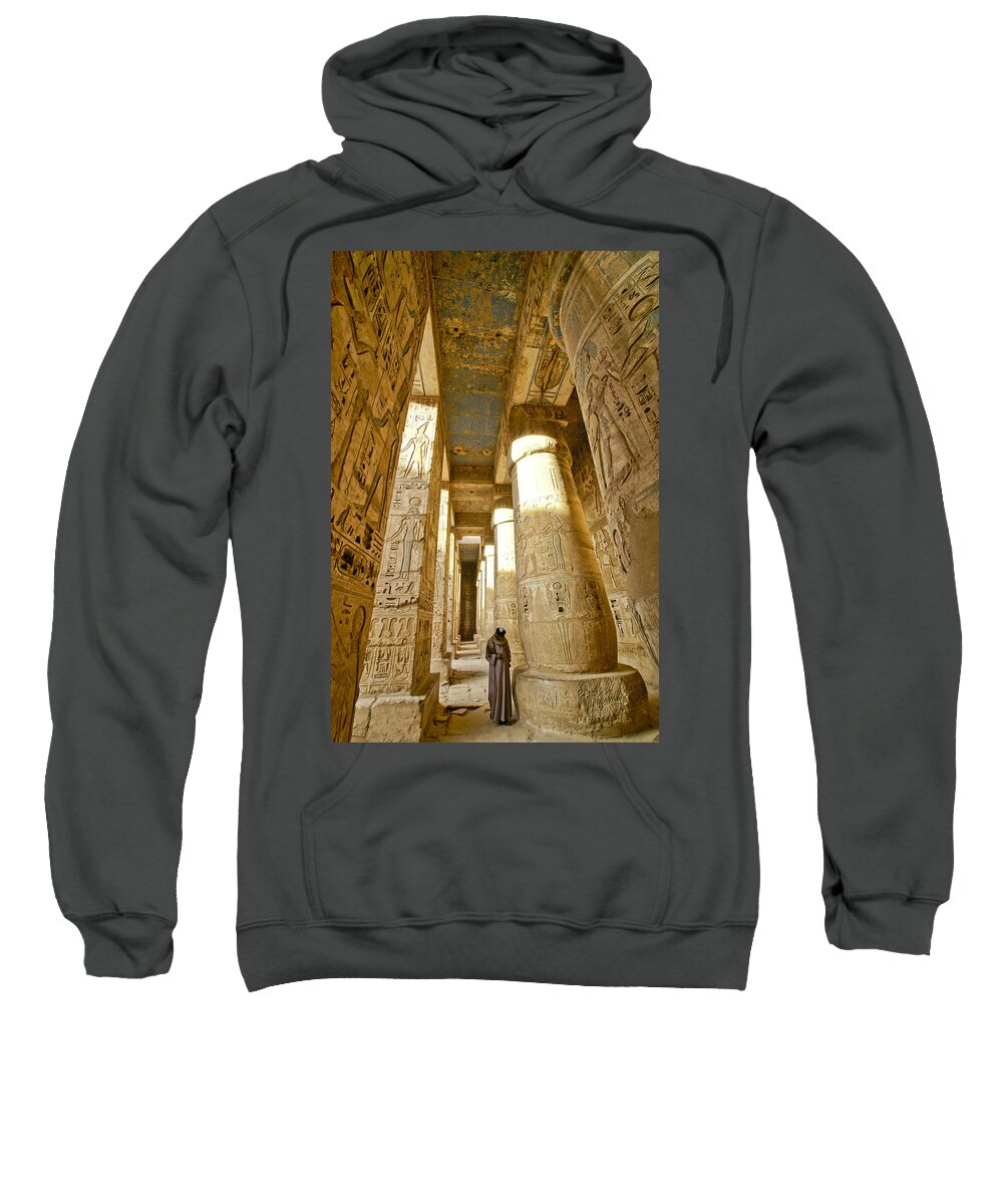 Egypt Sweatshirt featuring the photograph Colonnade in an Egyptian Temple by Michele Burgess