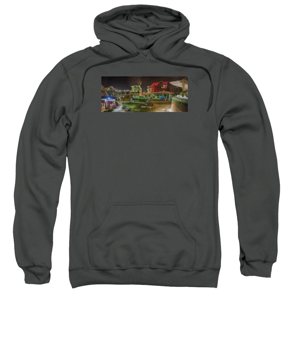 South Sweatshirt featuring the photograph Greenville South Carolina near Falls Park River Walk at nigth. #7 by Alex Grichenko