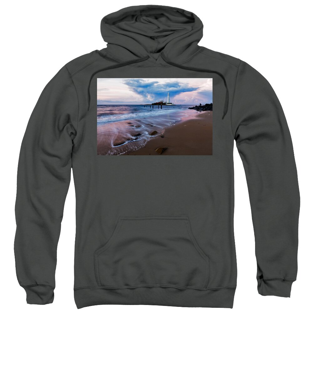 Whitley Sweatshirt featuring the photograph Saint Mary's Lighthouse at Whitley Bay #7 by Ian Middleton