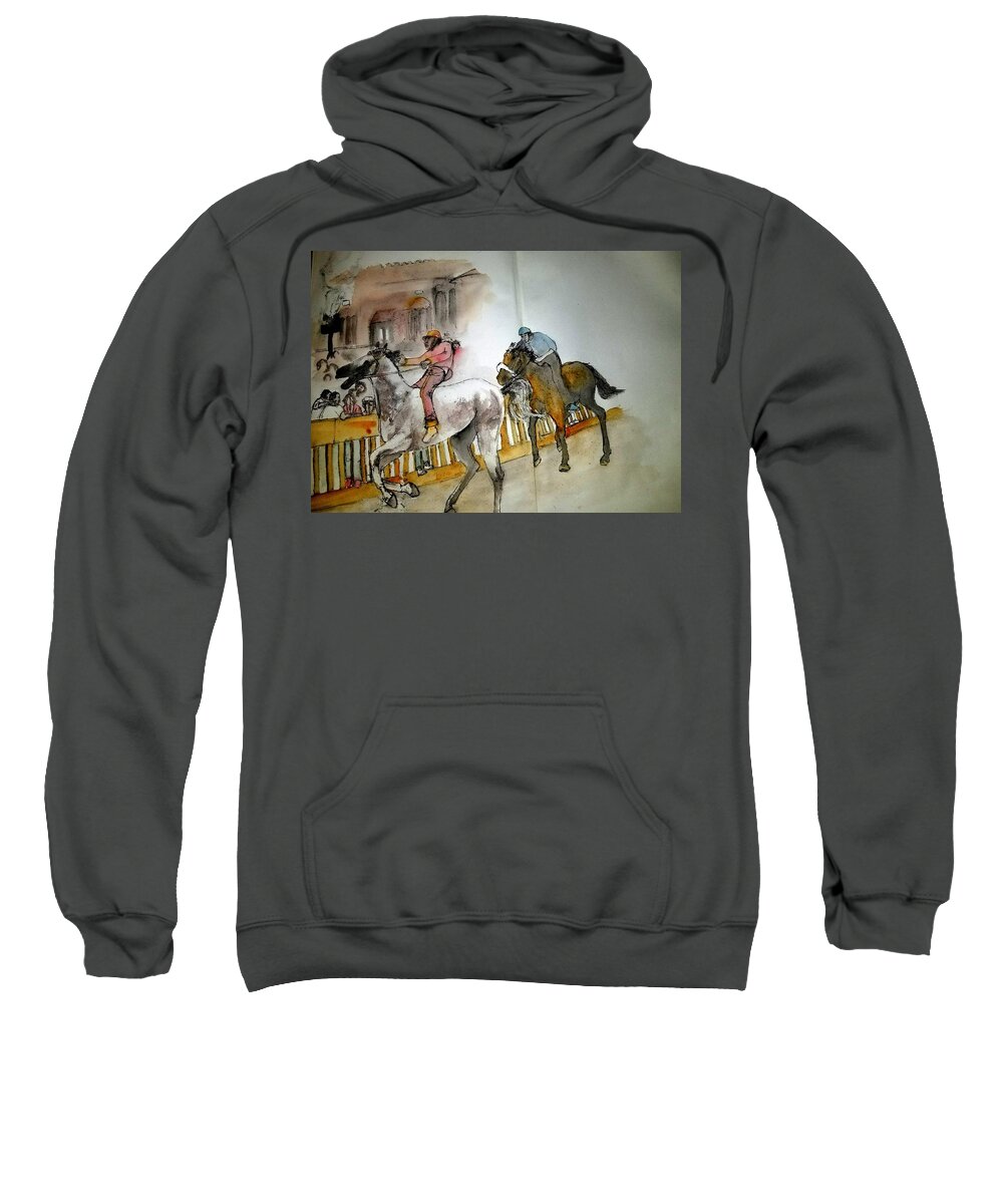 Il Palio Di Siena. Siena. Italy. Horse Race. Event. Medieval Sweatshirt featuring the painting Still Racing After 400 Yrs Album #7 by Debbi Saccomanno Chan