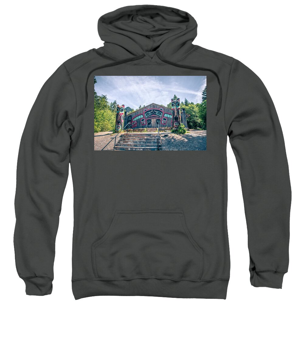 Village Sweatshirt featuring the photograph Totems Art And Carvings At Saxman Village In Ketchikan Alaska #7 by Alex Grichenko